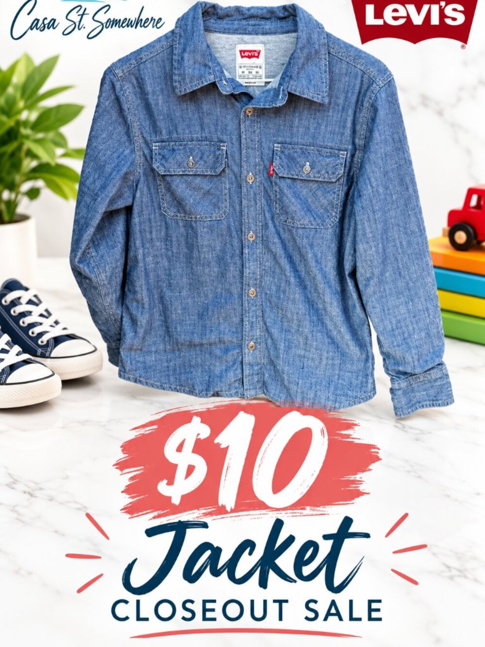 Hem 23" Levi’s Kids Denim Jacket Lightweight Cotton Knit Lined